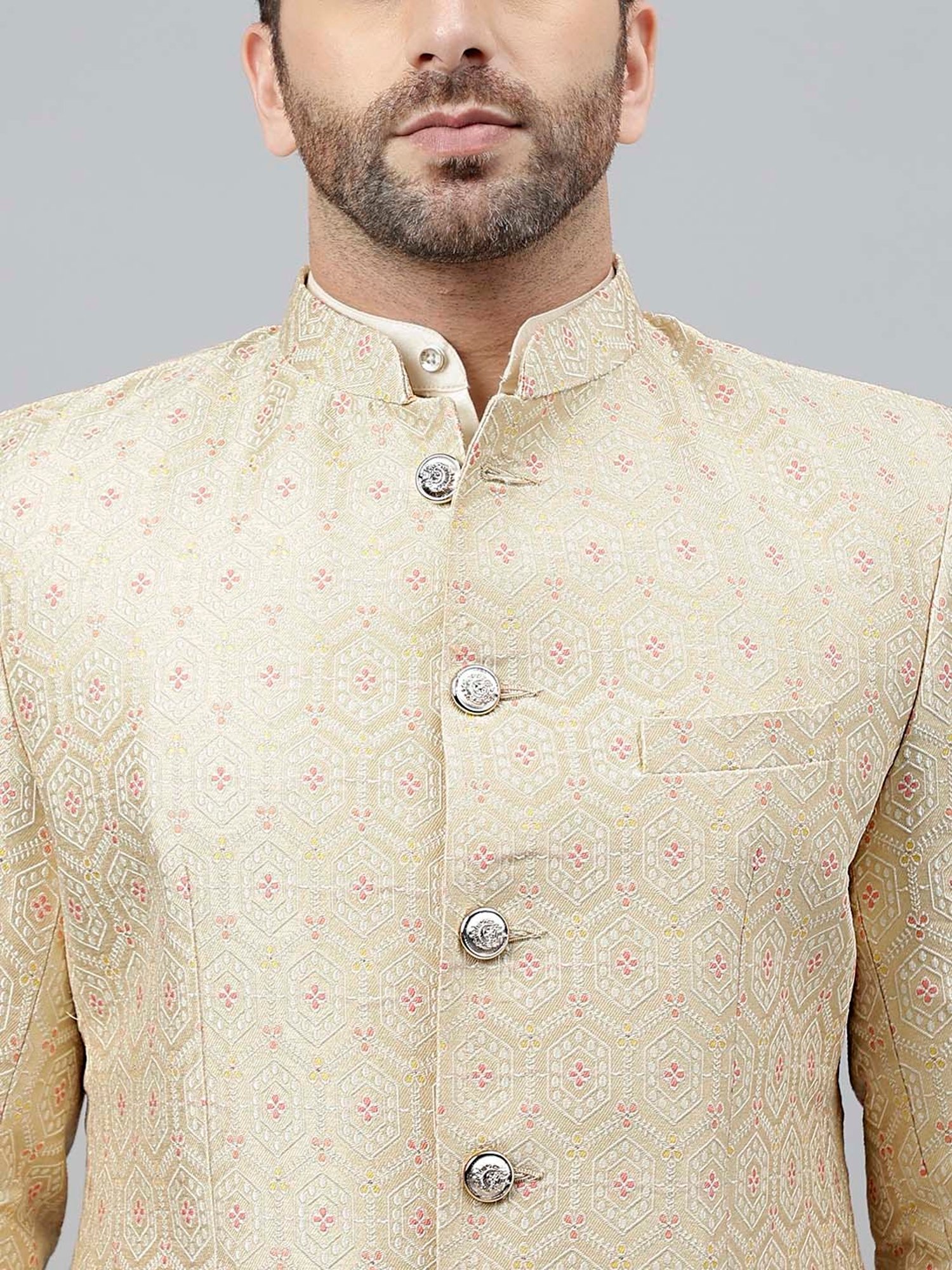 Hangup Cream Regular Fit Ethnic Blazer
