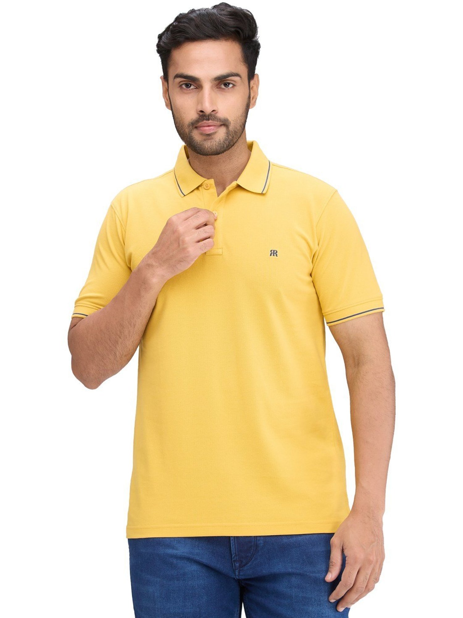 Raymond Yellow Slim Fit Polo T-Shirt