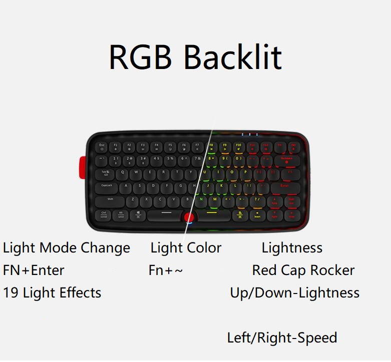 Ajazz-Zero  Ergonomic Design,Cool Exterior Bluetooth Wireless and Type-c- USB Wired Dual Mode Connectivity, 79keys  Mechanical RGB Backlit Keyboard For Office And Game - Pink(Box Black Switch)