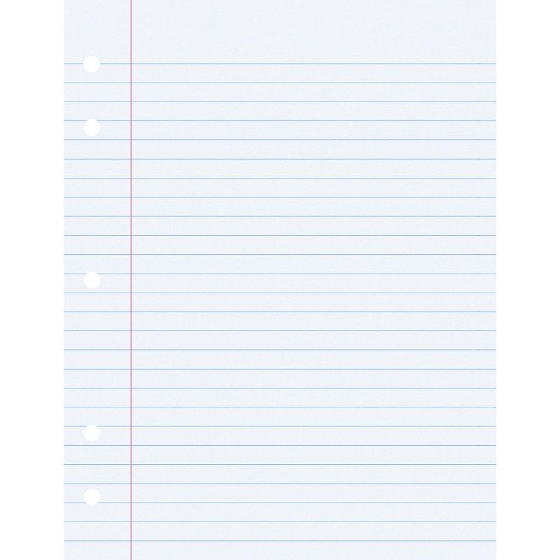 School Smart 5-Hole Punched Filler Paper w/ Red Margin, 8-1/2 x 11 Inches, Wide Ruled, 500 Sheets