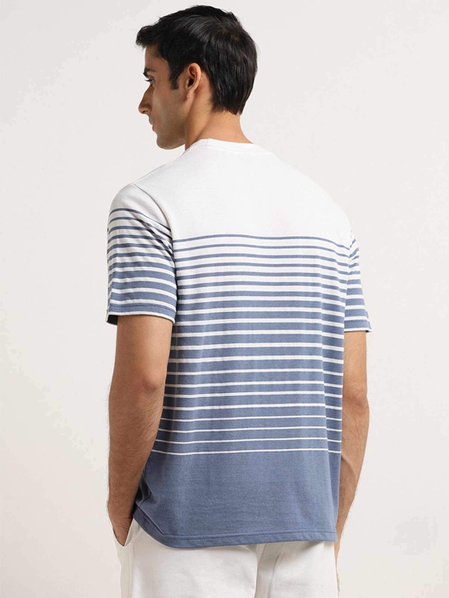 WES Lounge by Westside Blue Stripe Design Relaxed-Fit T-Shirt
