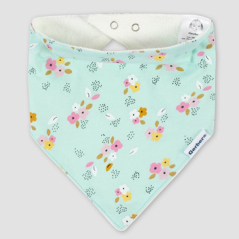 Gerber Baby Girls' 4pk Fox Bandana Bib - Blue