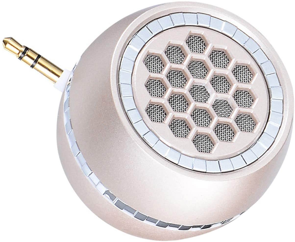 Mini Portable Speaker with Clear Bass 3.5mm Aux Audio Interface, 3W Mobile Phone Speaker Line-in Speaker Compatible for iPhone/Android Phones/iPad Tablet/Computer/iPod(Golden)