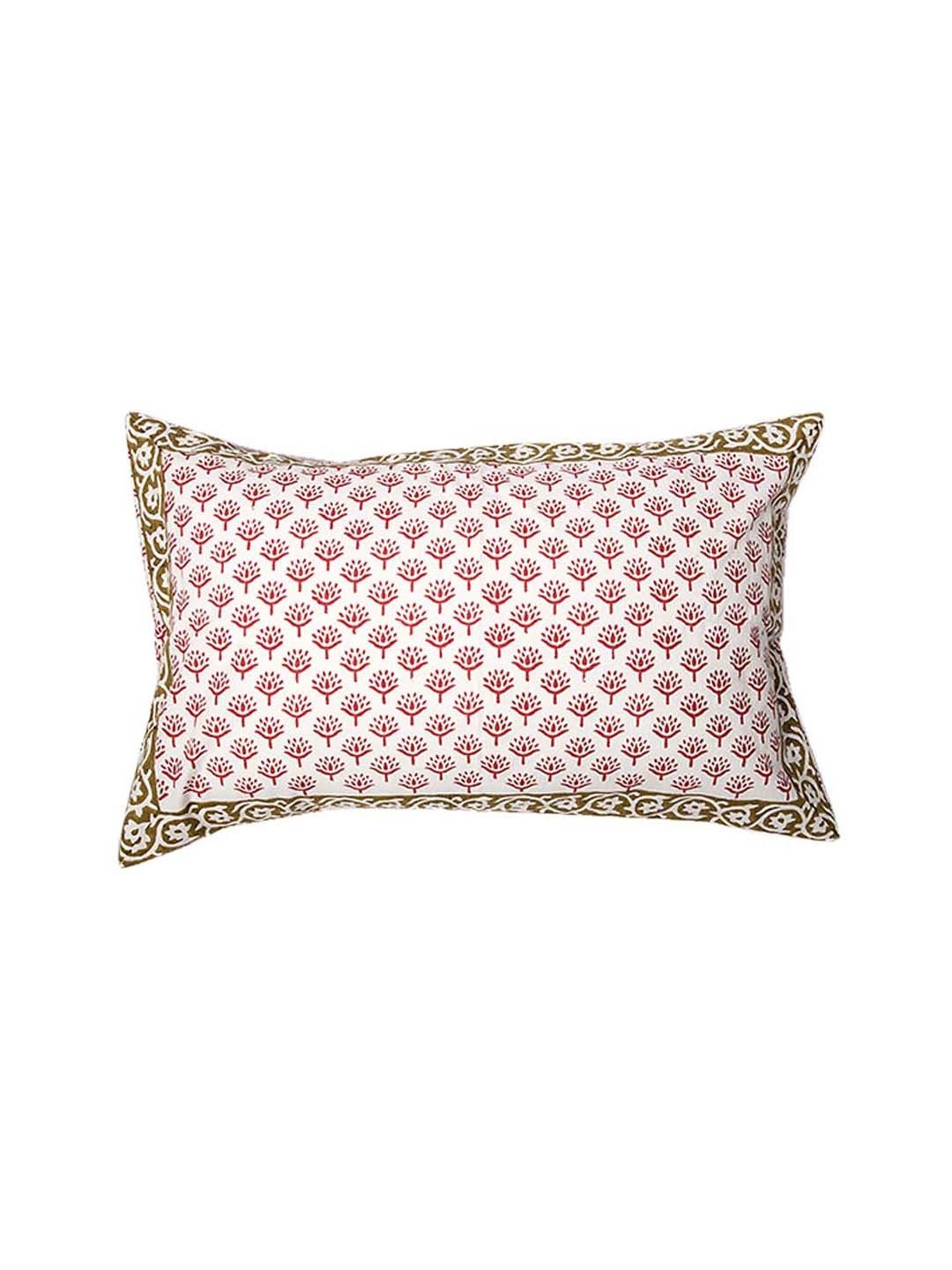 Fanusta Manzhar Off White & Green 200 TC Hand Block Printed Bed Sheet Set