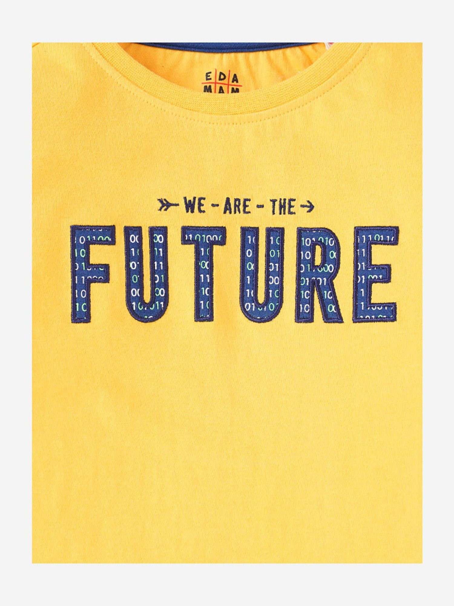 Ed-a-Mamma Kids Yellow Graphic Print Full Sleeves T-Shirt