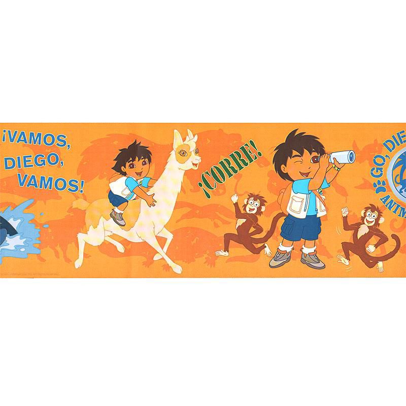 Go Diego Go Orange Accent Wall Border Roll - Go, Diego, Go!..
