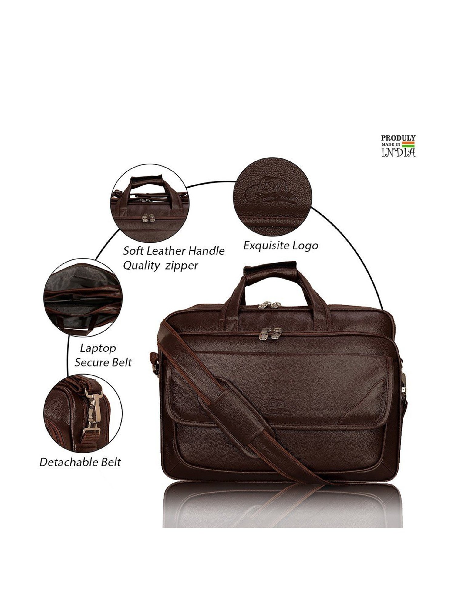 Leather World Brown Synthetic Medium Laptop Messenger Bag