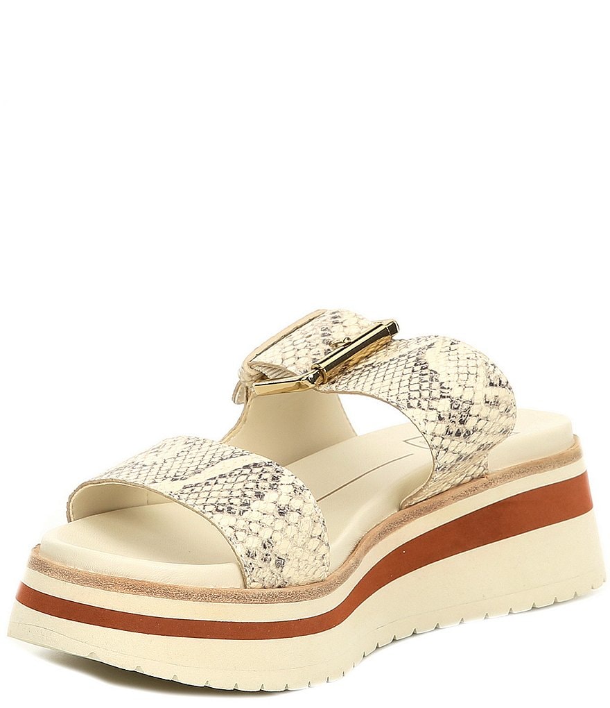 Dolce Vita Macen Two Band Snake Print Leather Platform Wedge Sandals