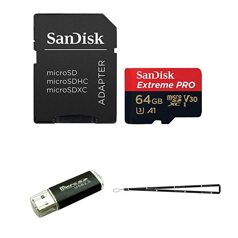 64GB  Extreme Pro 4K Memory Card for Gopro Hero 6, Fusion, Hero 5, Karma Drone, Hero 4, Session, Hero 3, 3+, Hero + Black - UHS-1 V30 64G Micro SDXC Bonus SD/TF USB READER & Wisla Trust Lanyard
