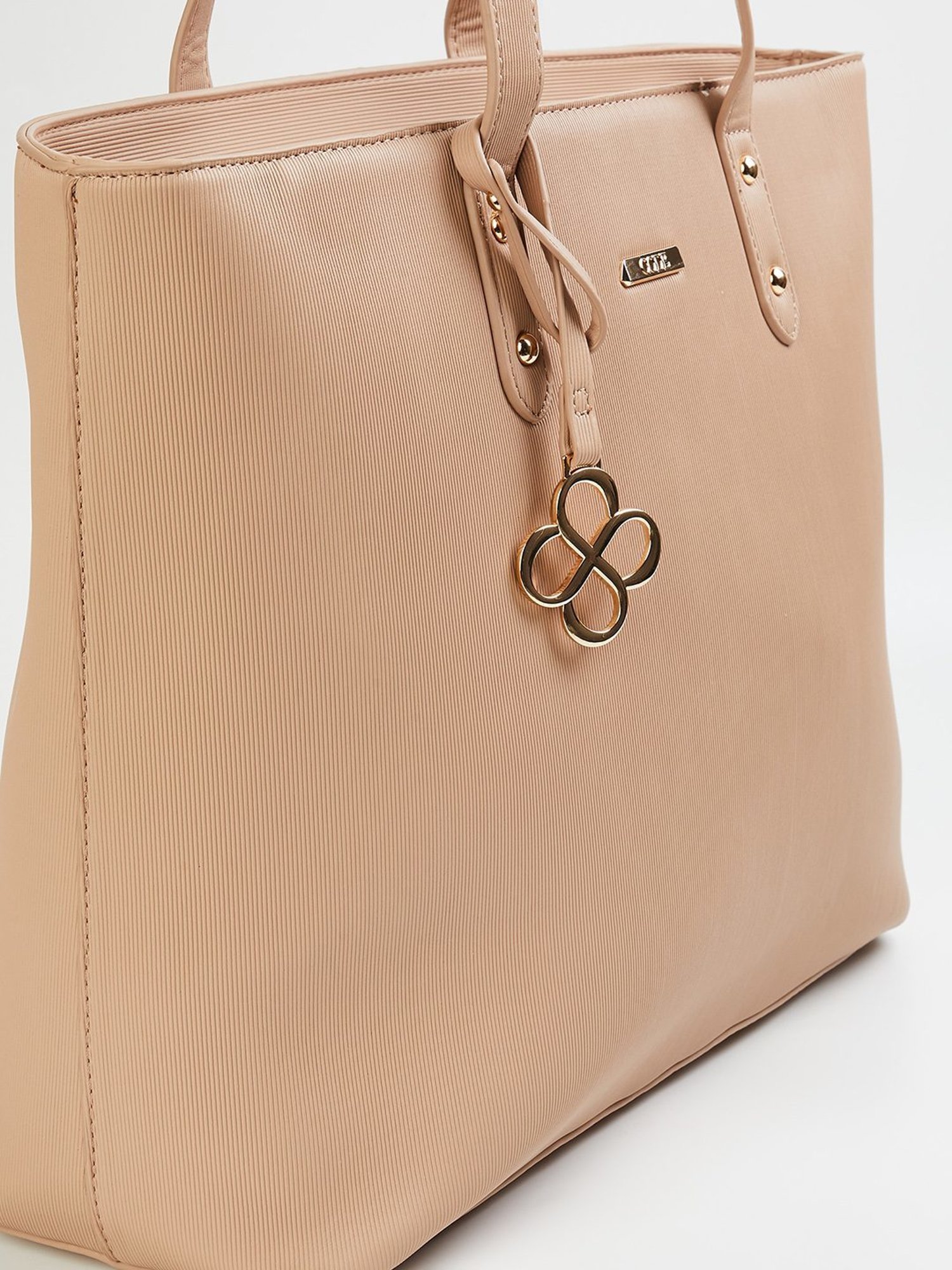 Code by Lifestyle Beige Textured Tote Bag