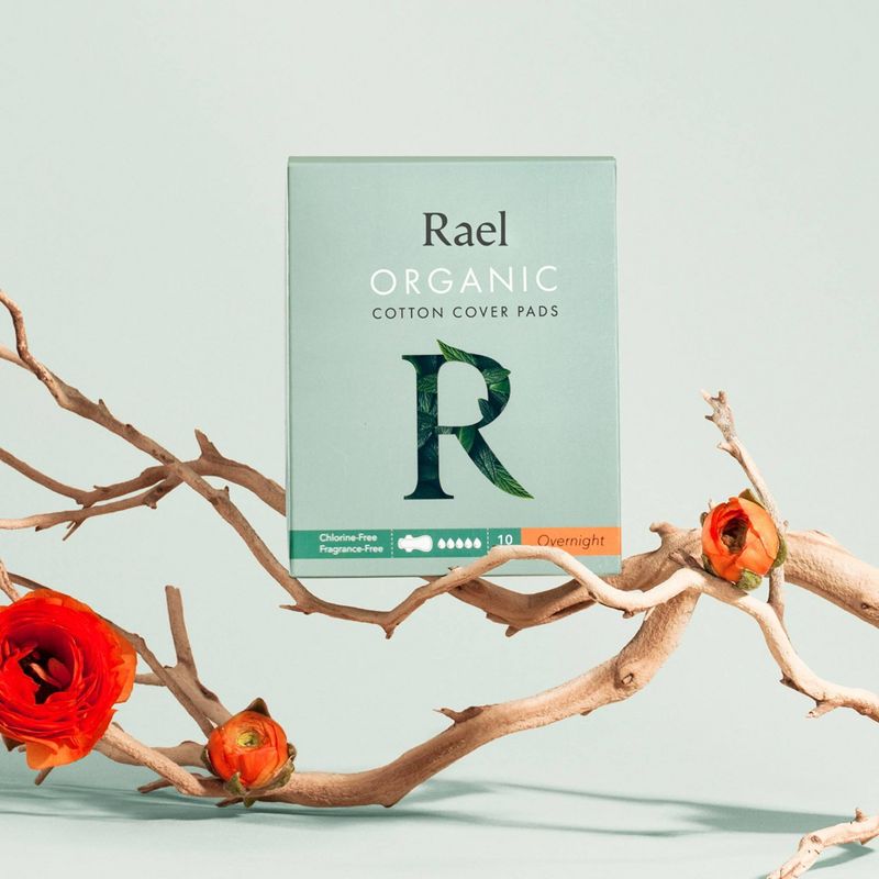 Rael Organic Cotton Overnight Menstrual Pads - Unscented - 10ct