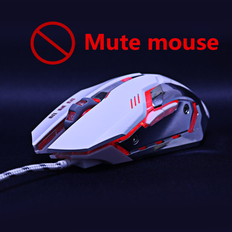 Silent mute noiseless 3200dpi Adjustment USB 6D Wired Optical Computer Gaming Mouse LED Mice for Computer PC Laptop for Dota 2