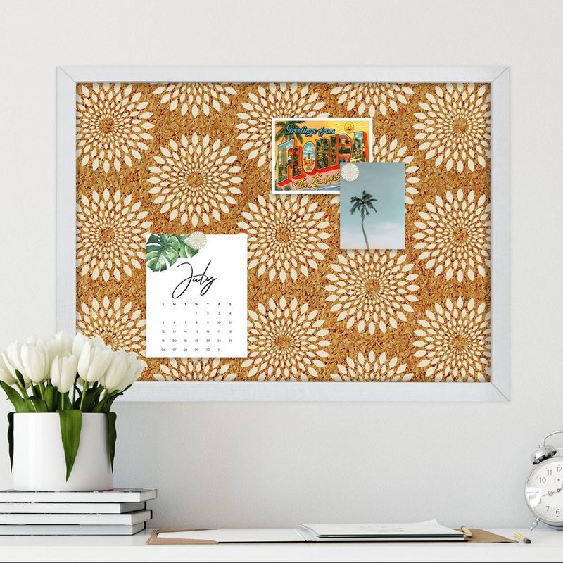 Wall Pops!  Cork Bulletin Board White Frame 17" x 23" - Flowers