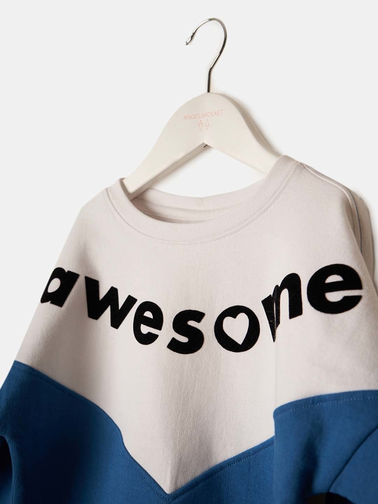 Angel & Rocket Kids Cream & Blue Cotton Printed Full Sleeves Sweatshirt