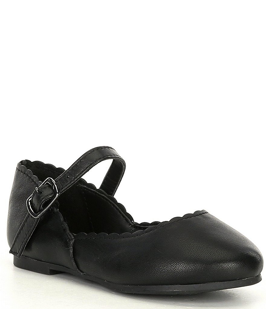Copper Key Girls' Quetee Scalloped Leather Mary Jane Flats (Toddler)