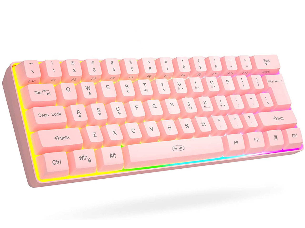 Wireless mini keyboard 61-key mini portable membrane keyboard RGB backlit office keyboard Windows/Mac/laptop keyboard (white)