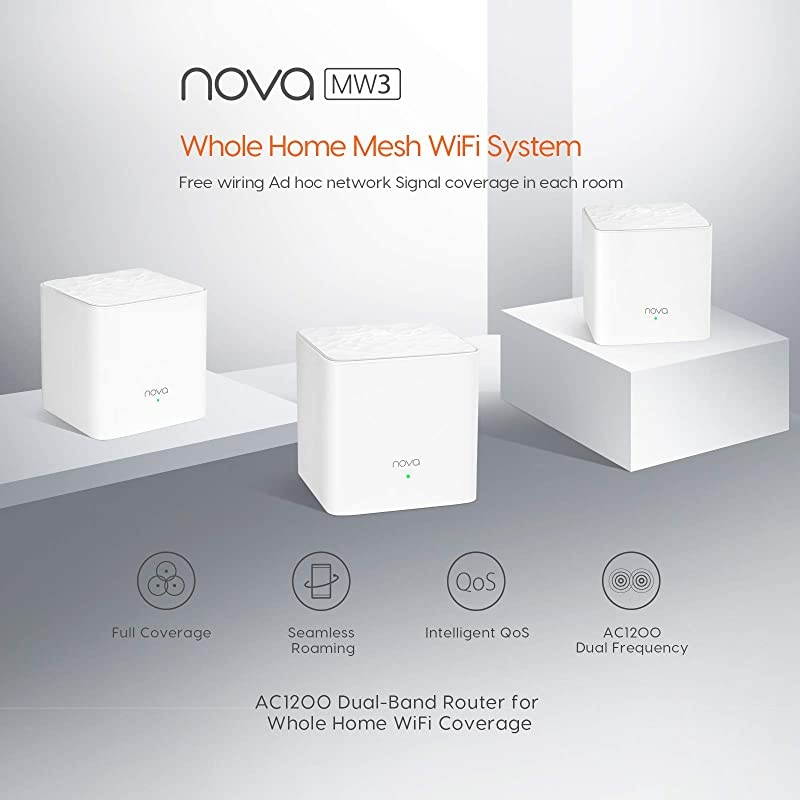 Whole Home Mesh WiFi System Dual Band AC1200 Router Replacement for SmartHomeWorks with  Alexa for 4500 sqft 5+ Room Coverage MW3 3PK