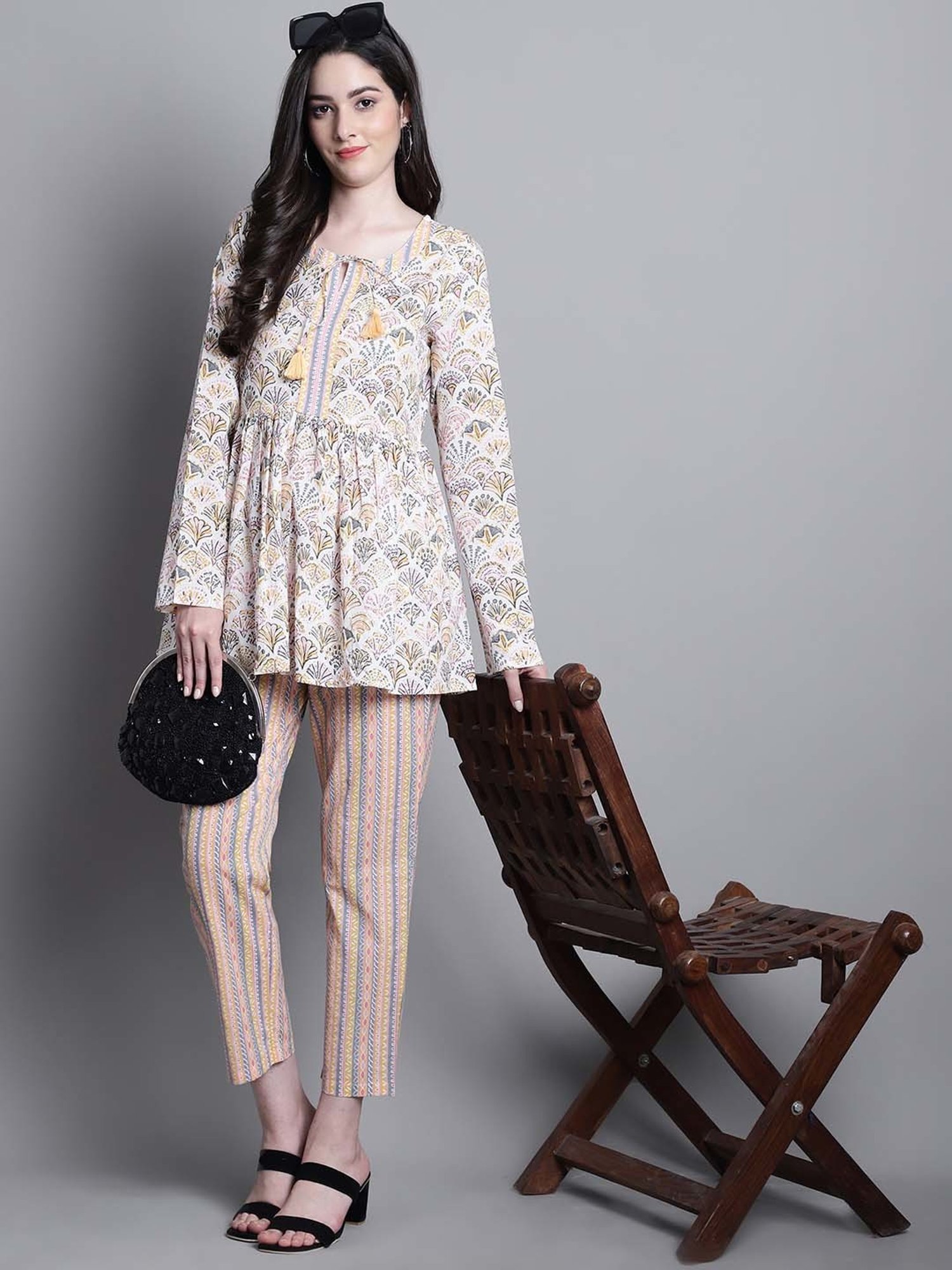 Prakrti Multicolored Cotton Printed Top Pant Set