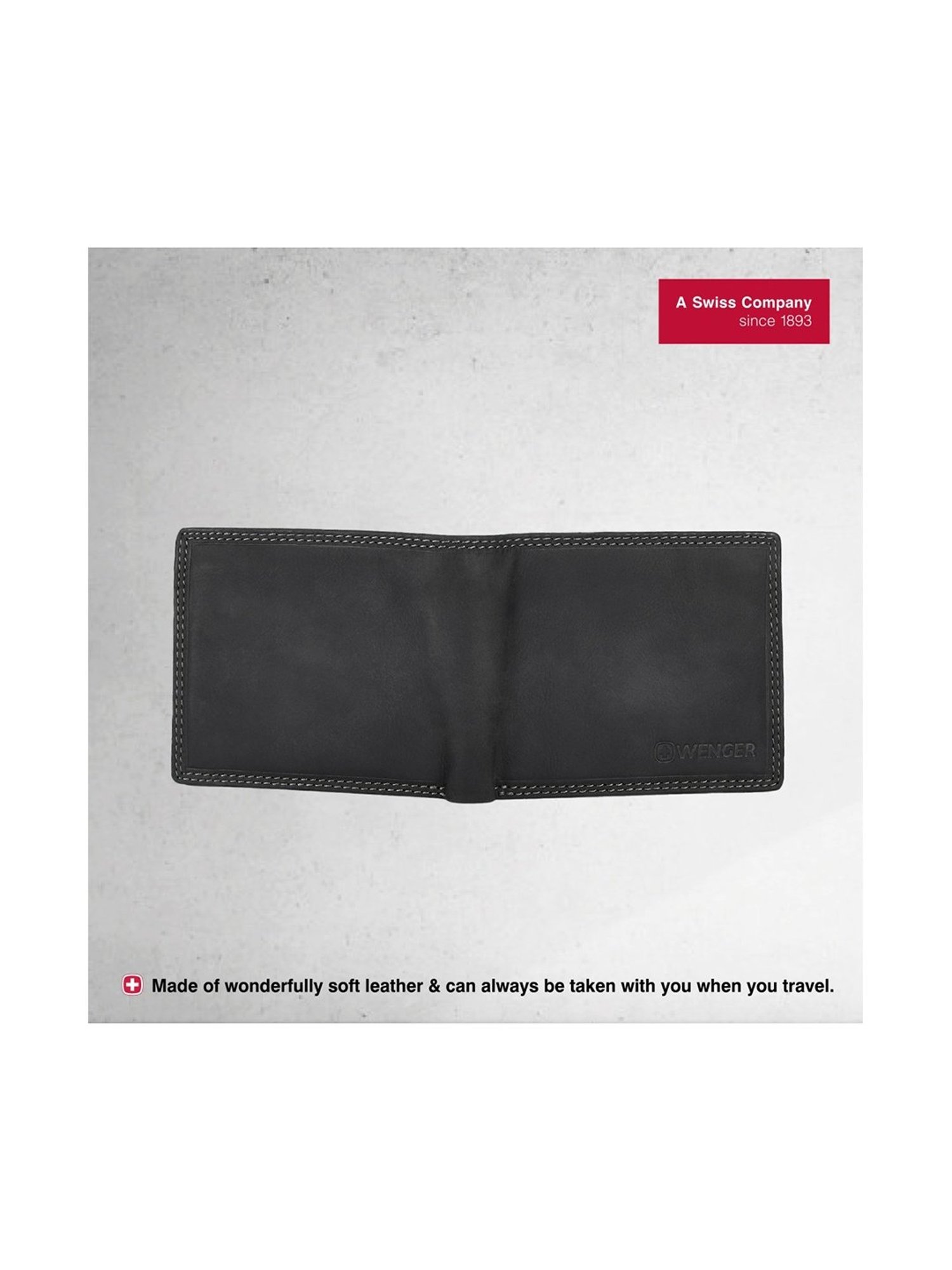 Wenger Hunter Black Casual Leather Bi-Fold Wallet for Men