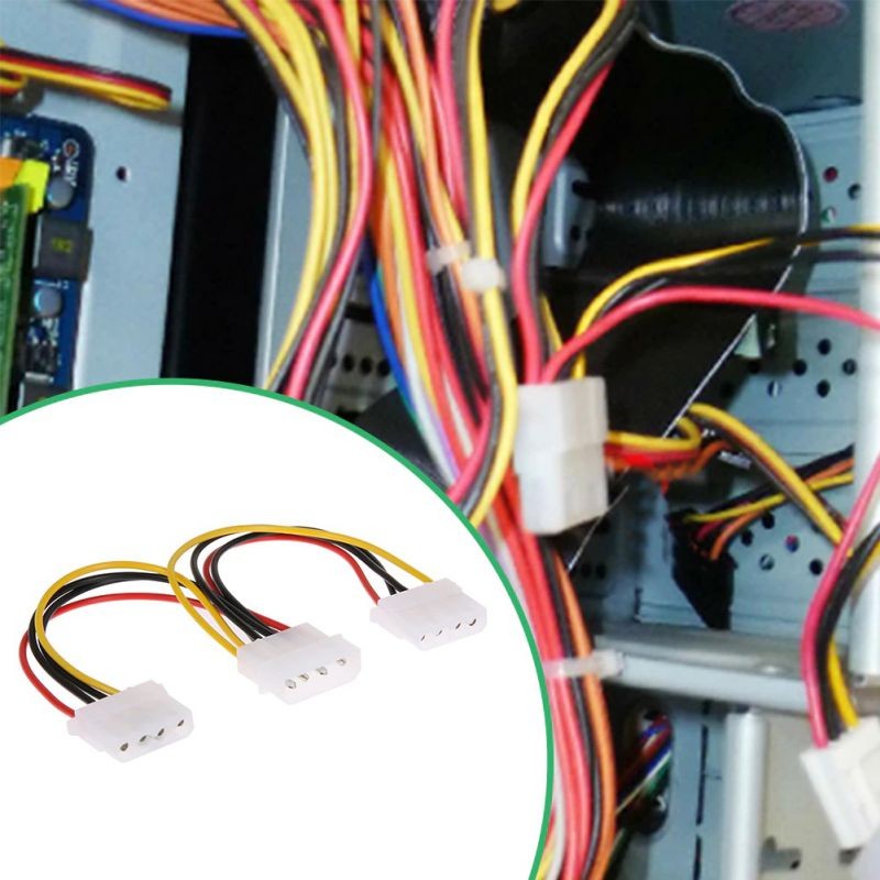 3pcs 4Pin D Type Female to 2 D Type Male Interface Power Converter Adapter Splitter Cable Extension Wire for 4pin Cooling Fan