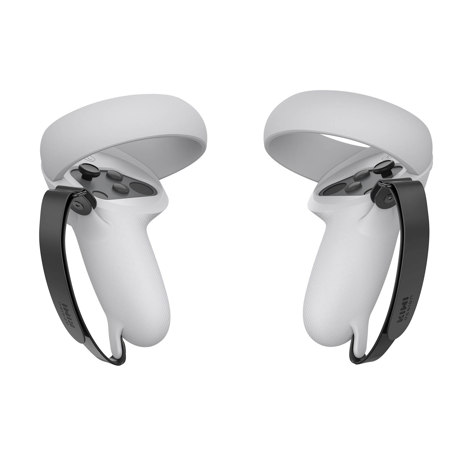KIWI design Silicone Grip Cover for Oculus Quest 2 Hand Controller Grips Accessories Anti-Throw VR Protective Knuckle Straps (White, 1 Pair)