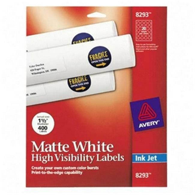 Vibrant Inkjet Color-Print Labels w/ Sure Feed, 1 1/2" dia, White, 400/PK 8293