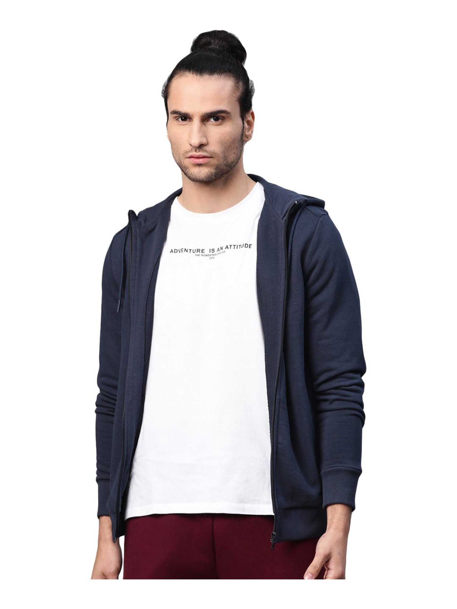 ALCIS Navy Cotton Regular Fit Hooded Sweatshirt