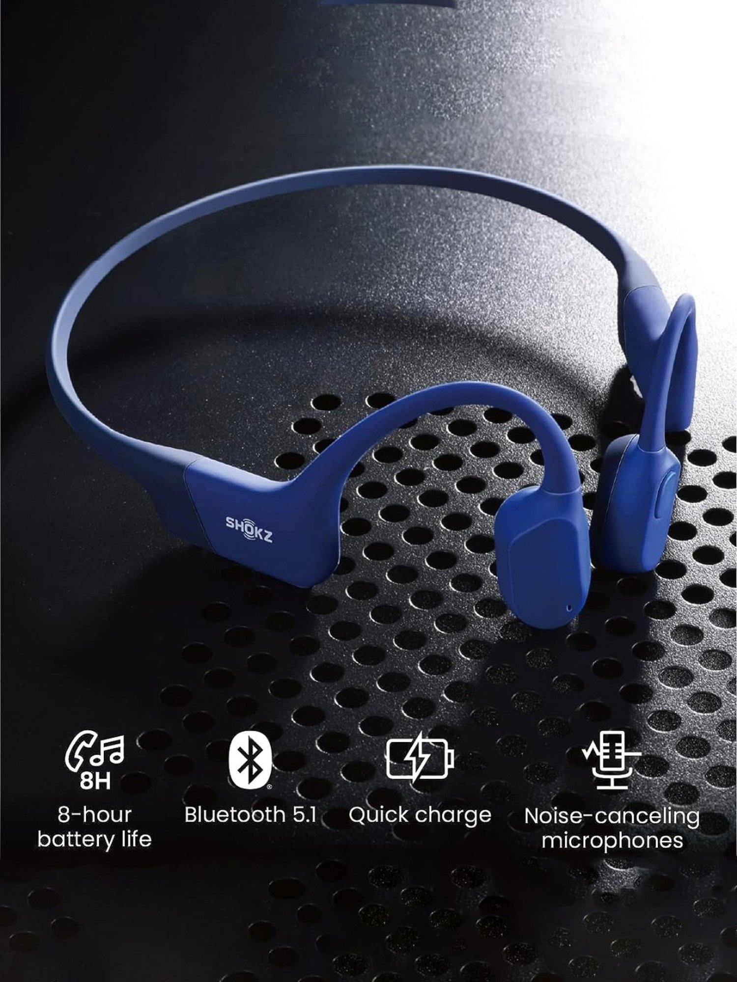 Shokz OpenRun Open-Ear Bone Conduction Sport Headphone (Blue)