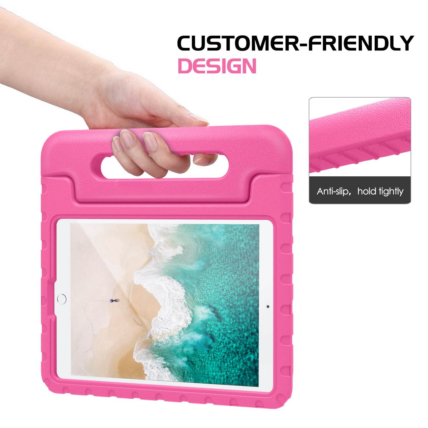 MoKo Case Fit New iPad 7th Generation 10.2" 2019 / iPad 10.2 Case/New iPad Air (3rd Generation) 10.5" 2019/iPad Pro 10.5 2017, Kids Friendly Shock Proof Handle Protective Stand Cover Case - Magenta