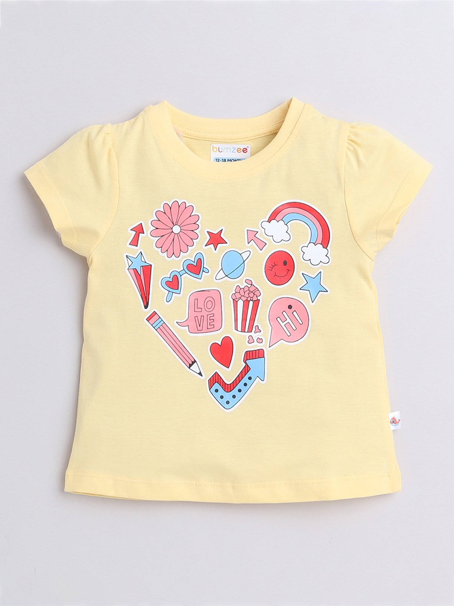 Bumzee Kids Pink & Yellow Printed T-Shirt (Pack Of 2)