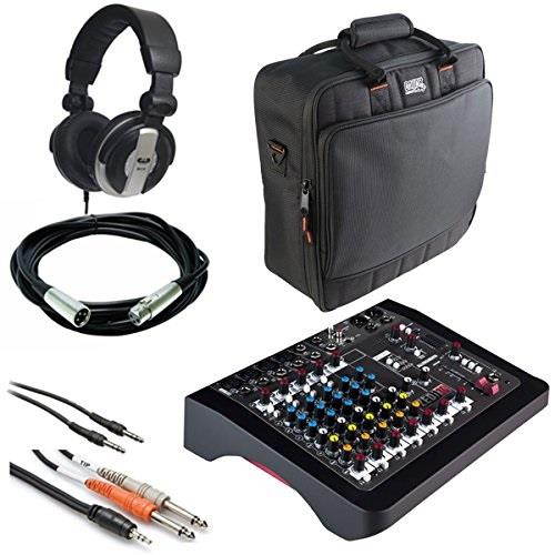allen & heath zedi10 compact hybrid mixer/usb interface + gator cases gmixerbag + headphone + xlr mic cable + instrument cable & stereo cable