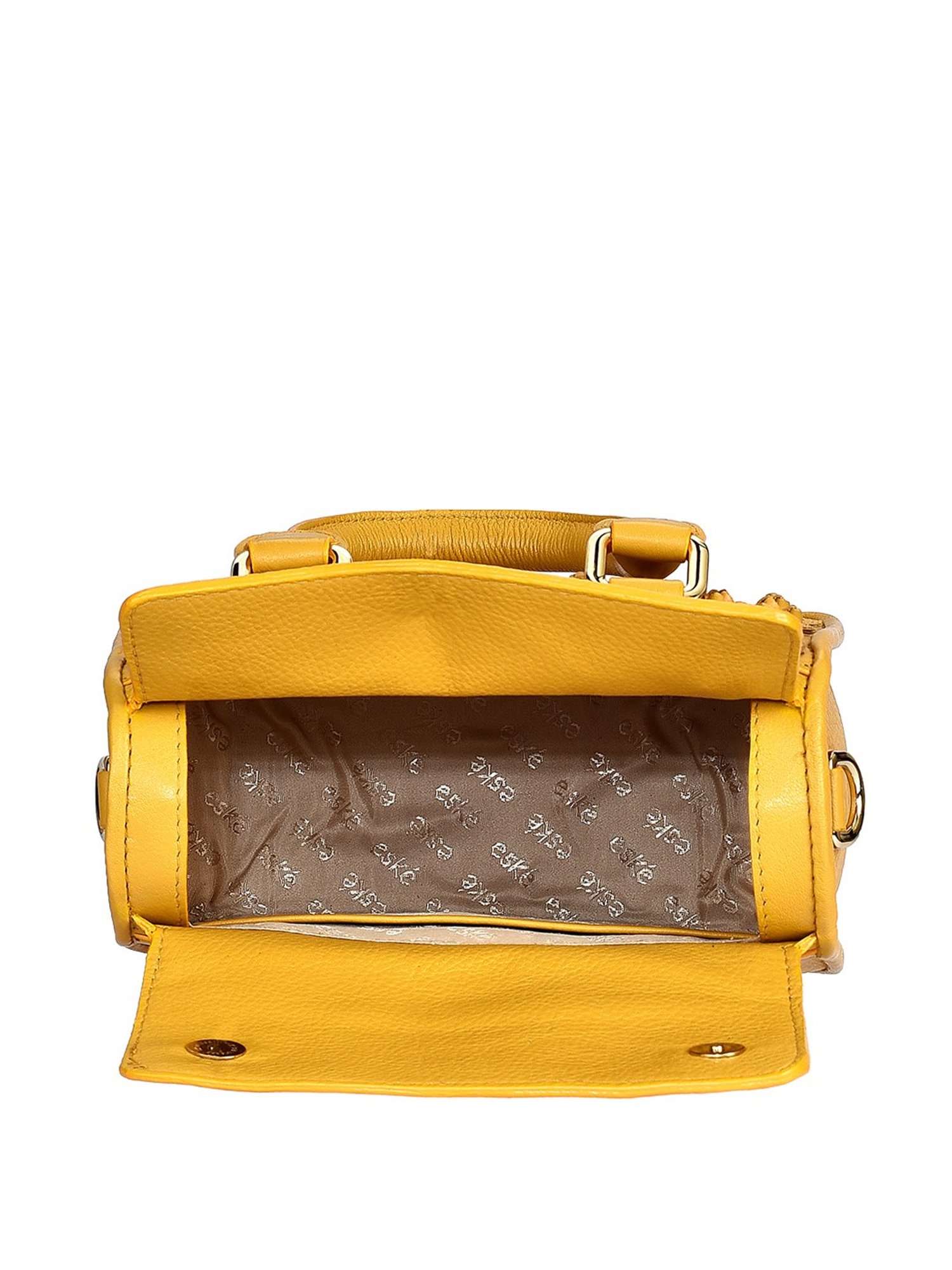 Eske Nabilo Yellow Embellished Medium Handbag