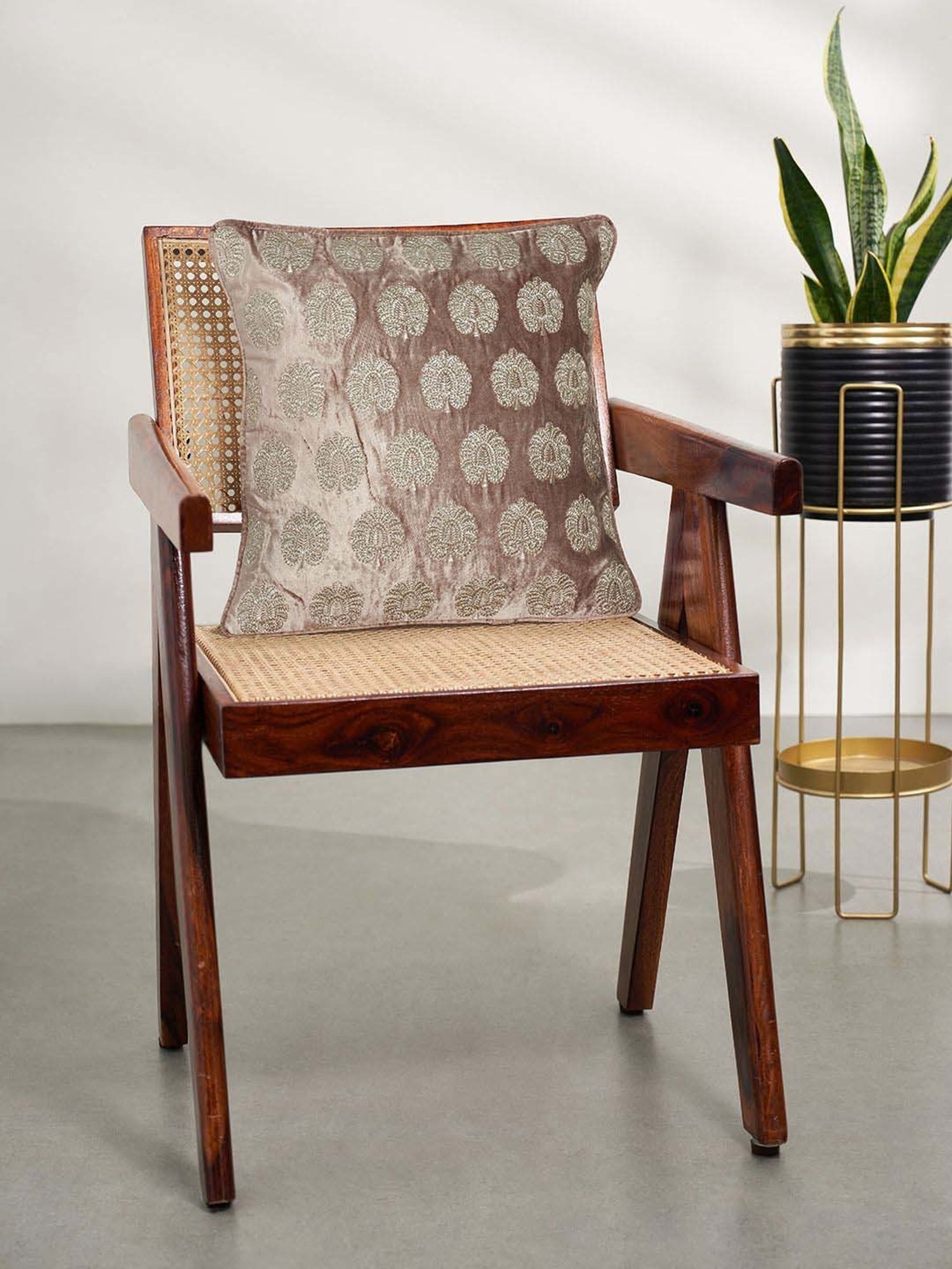 Living Scapes by Pantaloons Beige Fabric Cushion Cover