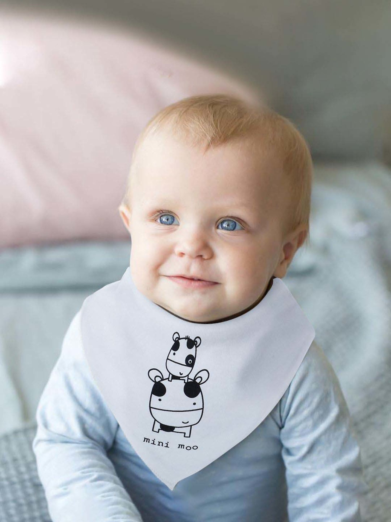 Baby Moo Kids White & Black Cotton Printed Bib (Pack of 3)