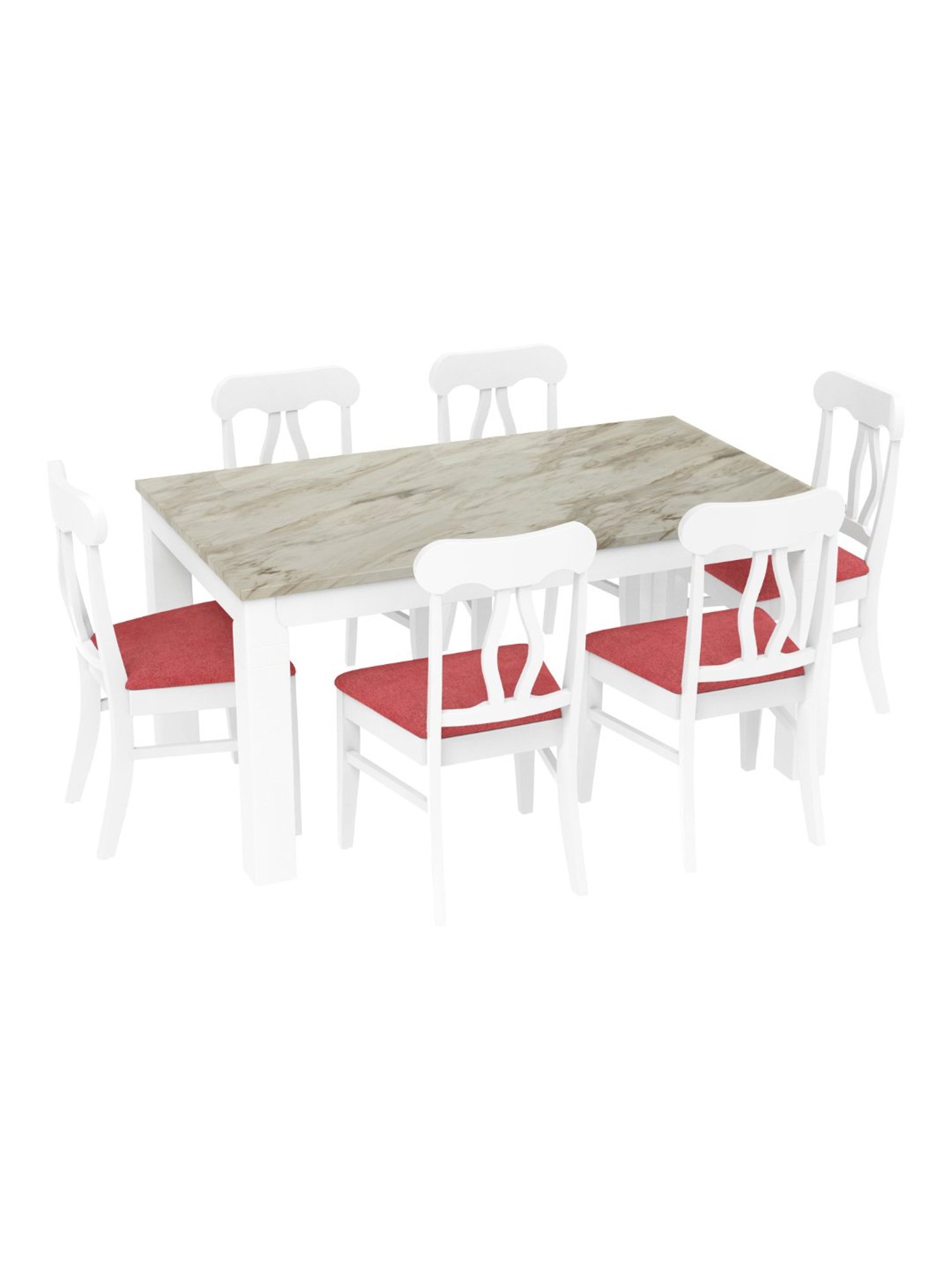 Godrej Interio Ivana White Rubber Wood 6 Seater Rectangular Dining Table