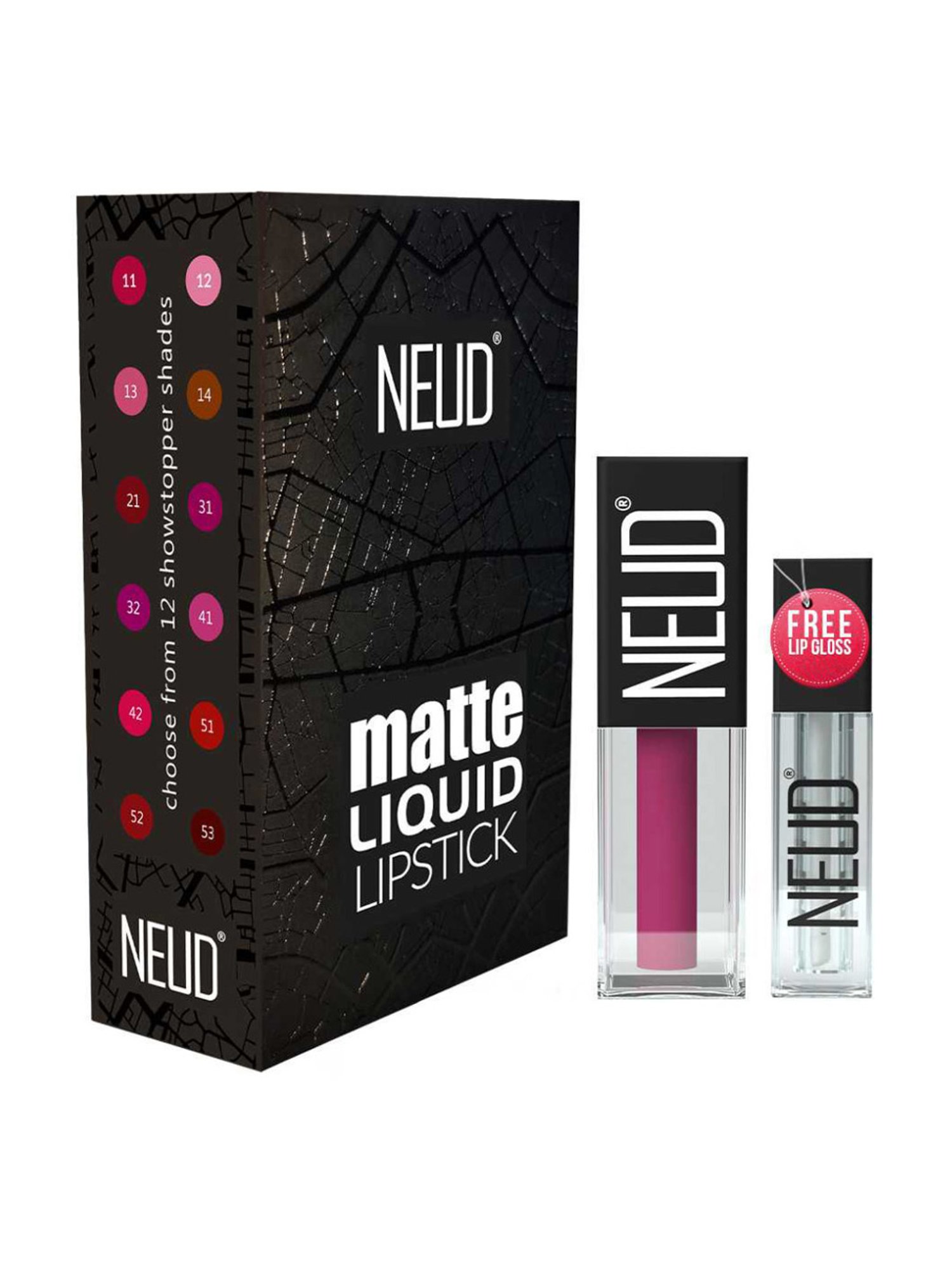 Neud Matte Liquid Lipstick Combo Supple Candy & Quirky Tease with Two Lip Gloss Free
