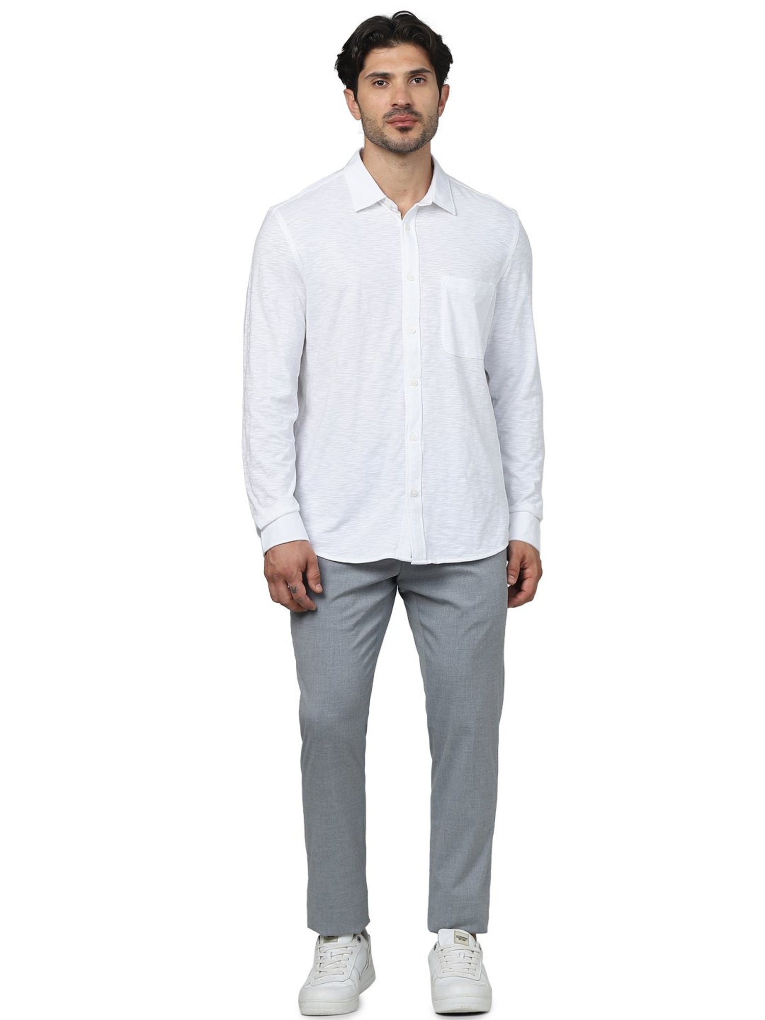 Spykar Blue Cotton Slim Fit Checks Shirt