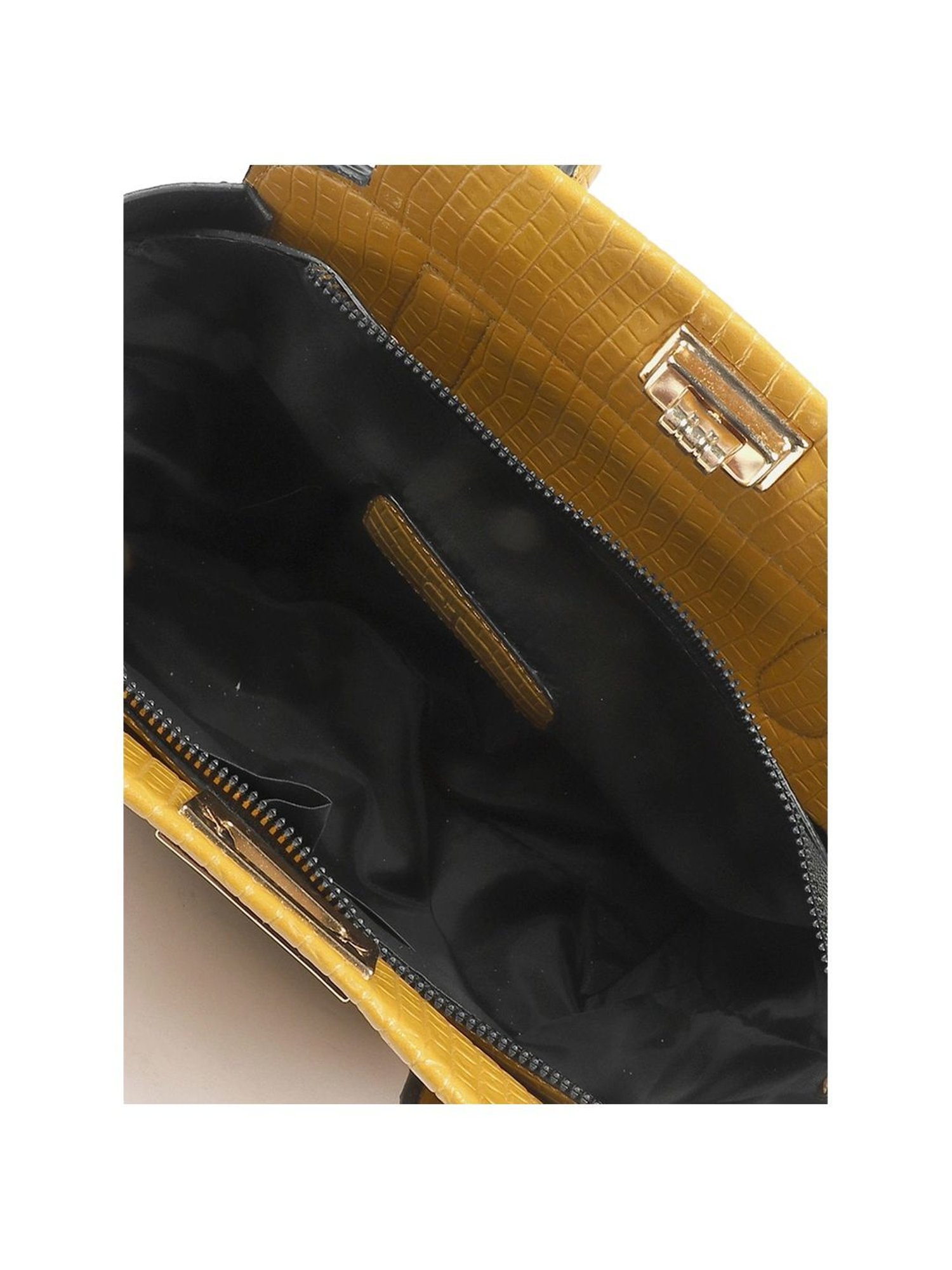 Carlton London Mustard Textured Medium Handbag