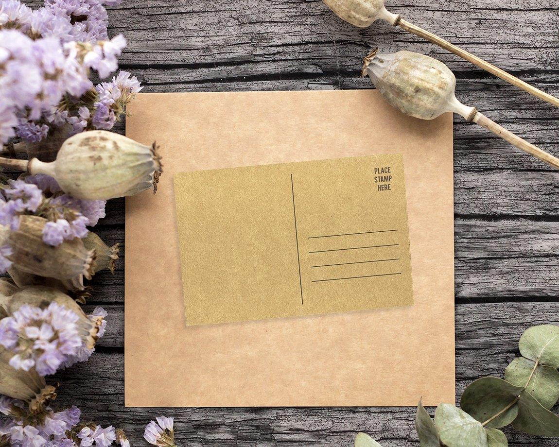 Set of 50 Brown Kraft Paper Blank Postcards Pack - Self Mailer Mailing Side Postcards 50 Pack Postage Saver - 4 x 6 inches