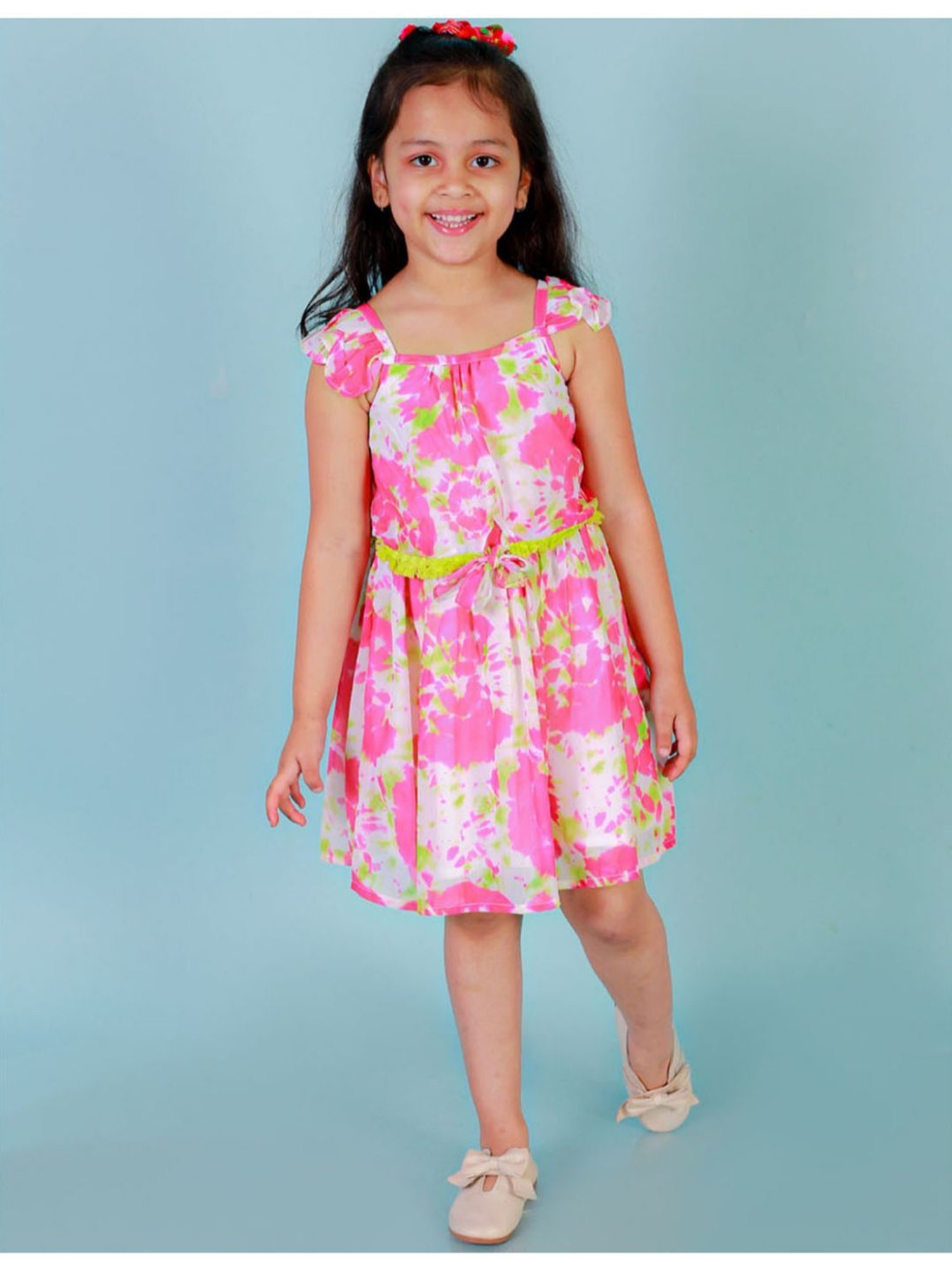 Lil Drama Kids Pink Floral Print Dress