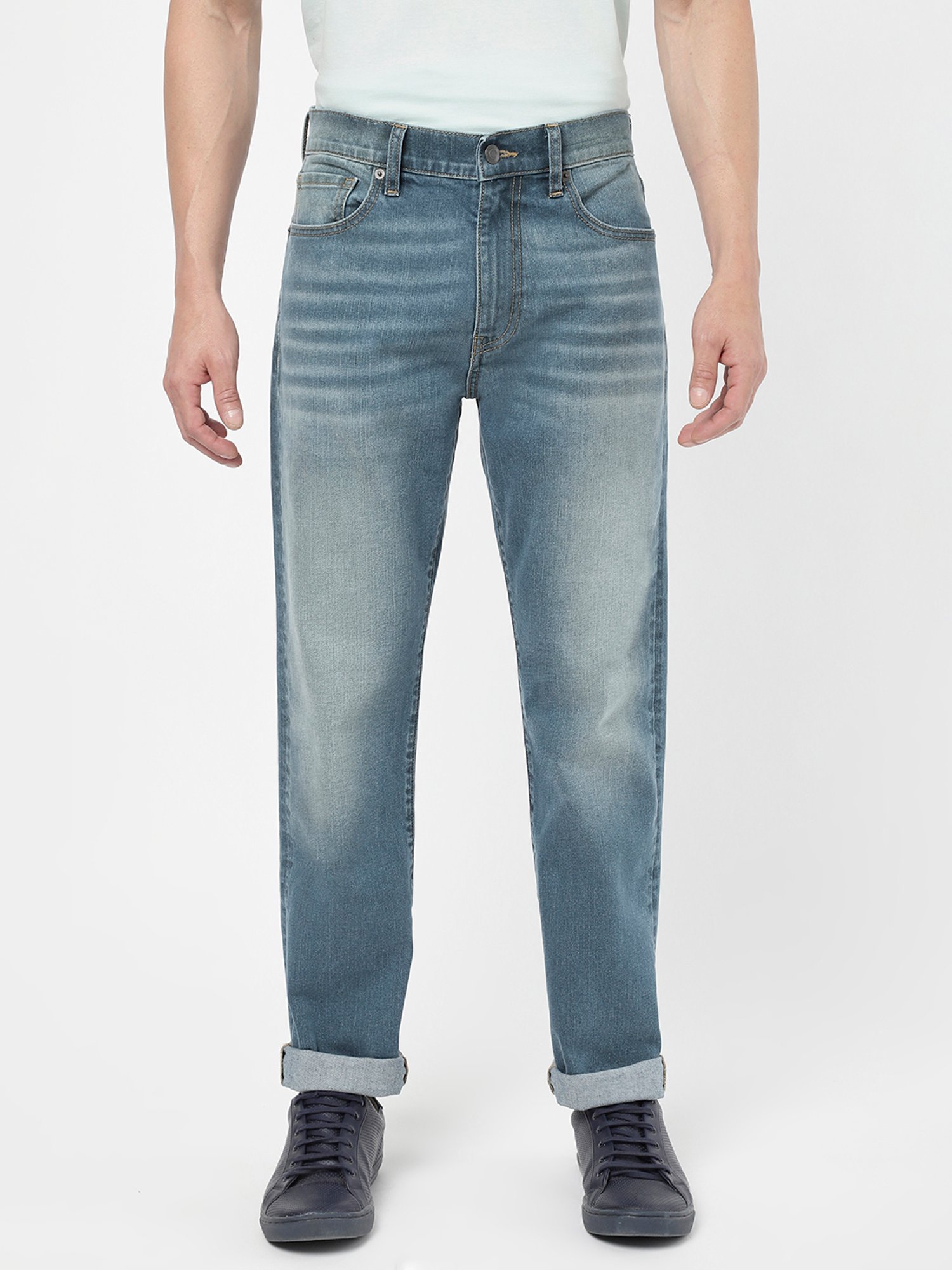Passion Blue Regular Fit Heavily Washed Jeans