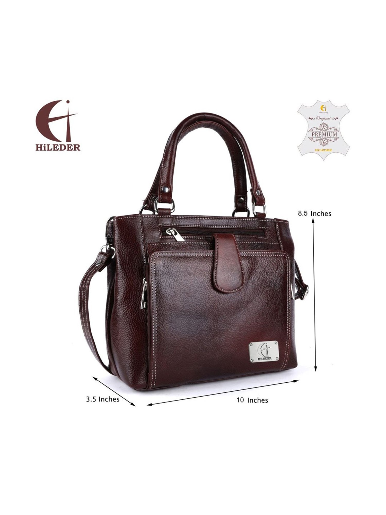 HiLEDER Brown Solid Medium Handbag