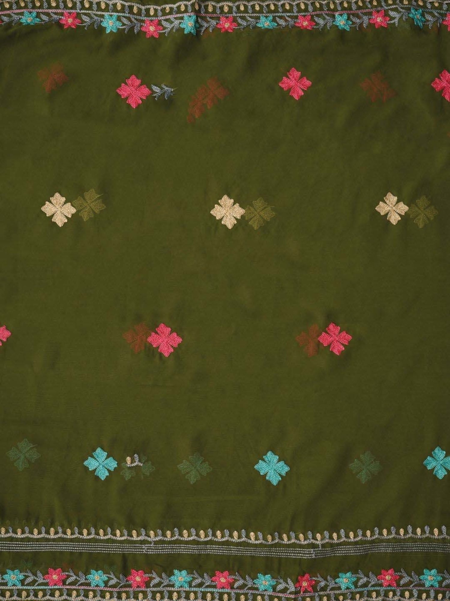 Jaipur Kurti Green Embroidered Unstitched Dress Material