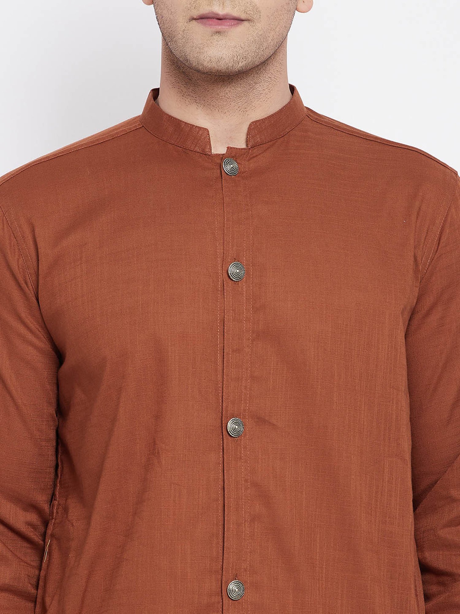 Even Brown Mandarin Collar Kurta