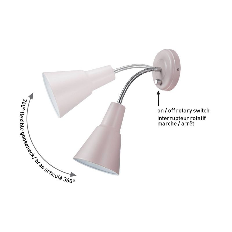 Sophie 1-Light Plug-In or Hard Wire Wall Sconce Matte Rose - Globe Electric