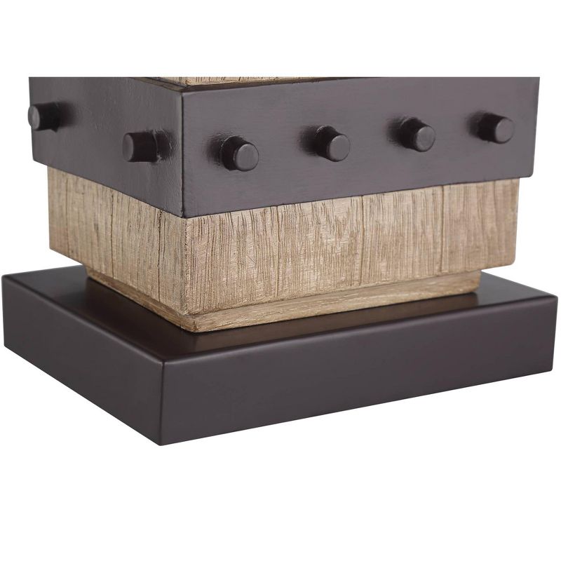 John Timberland Rustic Table Lamp Set of 2 Faux Wood Faux Iron Off White Tapered Rectangular Shade for Living Room Bedroom Bedside