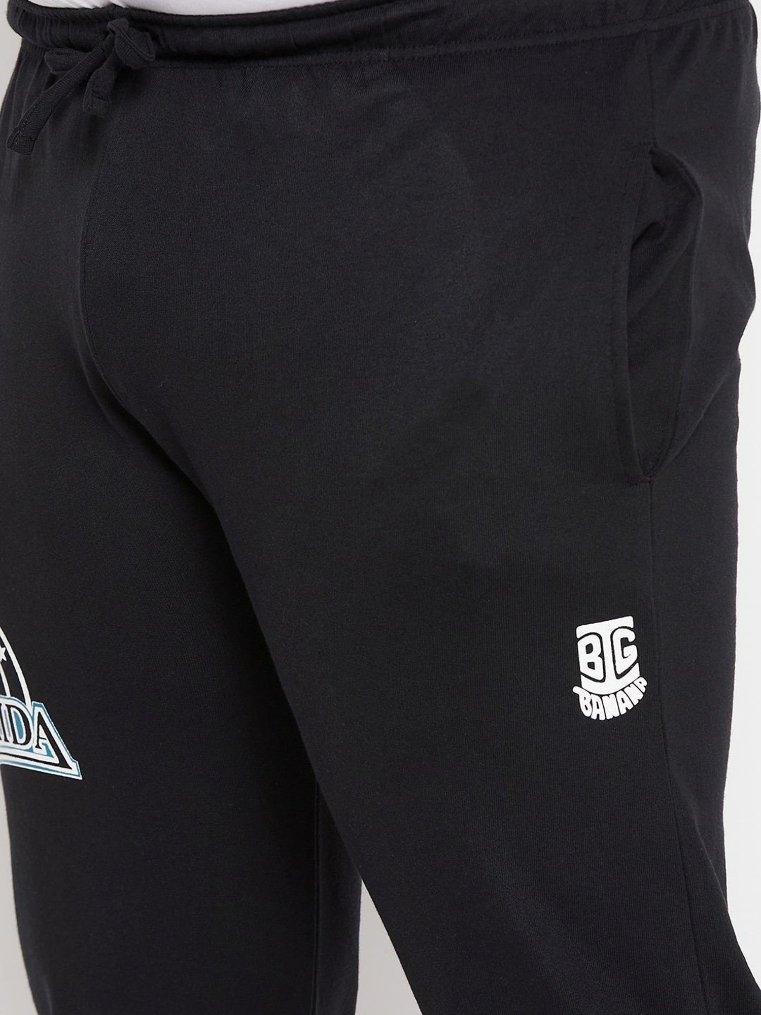 Bigbanana Black Cotton Regular Fit Printed Trackpants