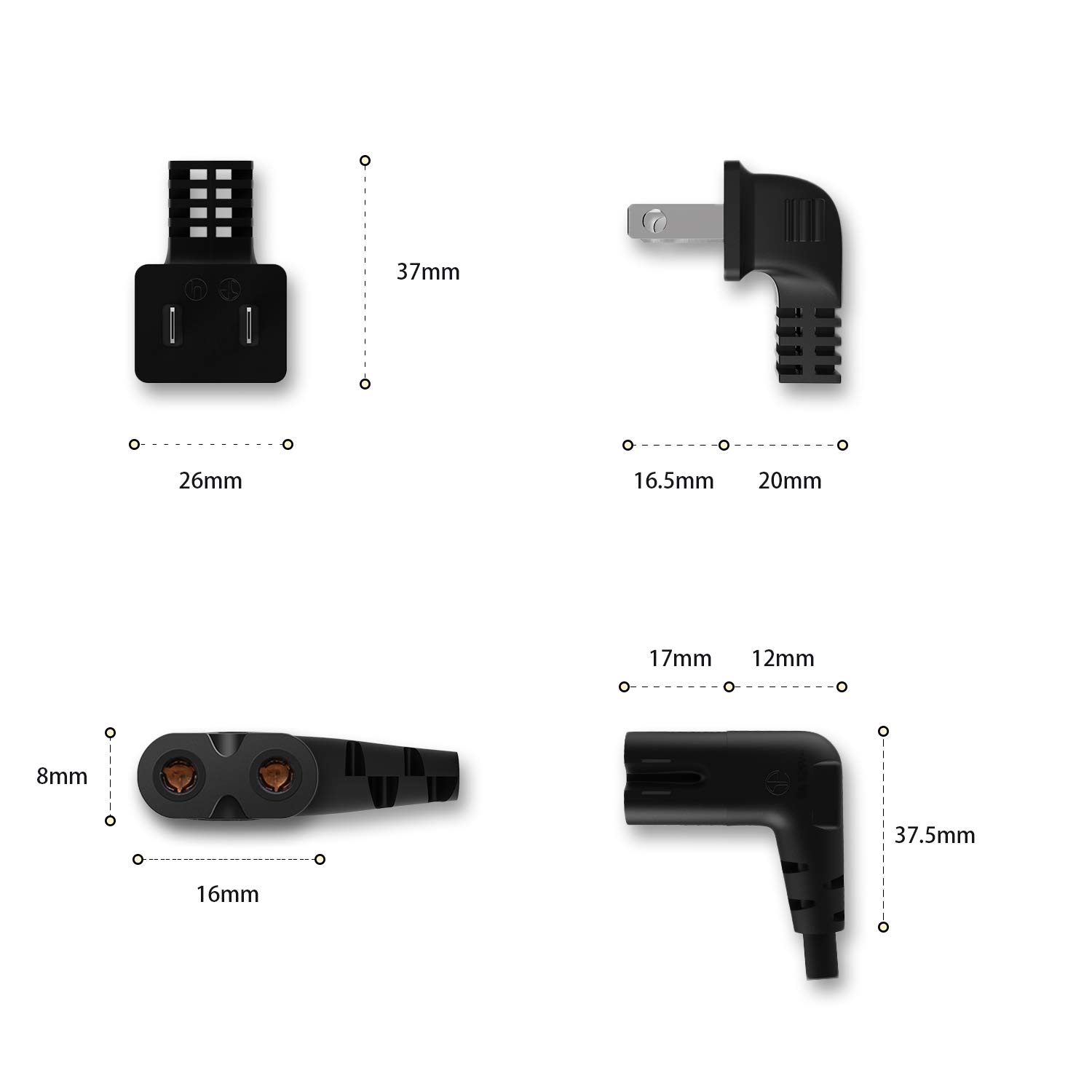 TV Power Cord, Ancable 6-Feet 18AWG 90 Degree Angled 2-Prong to L-Shaped C7 Power Cord for Samsung Philips Toshiba LG Sony Sharp Panasonic Vizio LED Flat TV Sky Box, Sky Plus+ HD Box