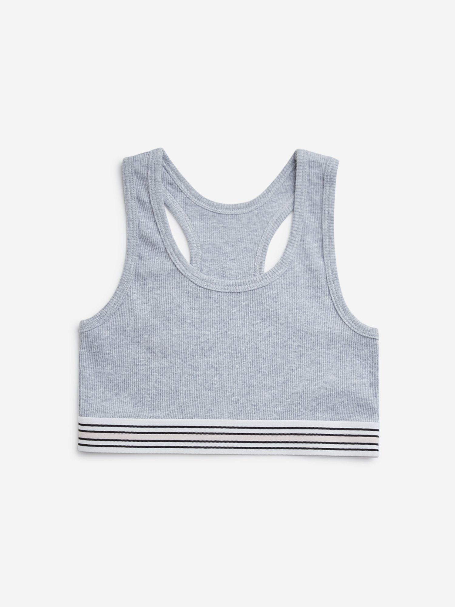 Y&F Kids by Westside Grey Ribbed Cotton Blend Crop Top