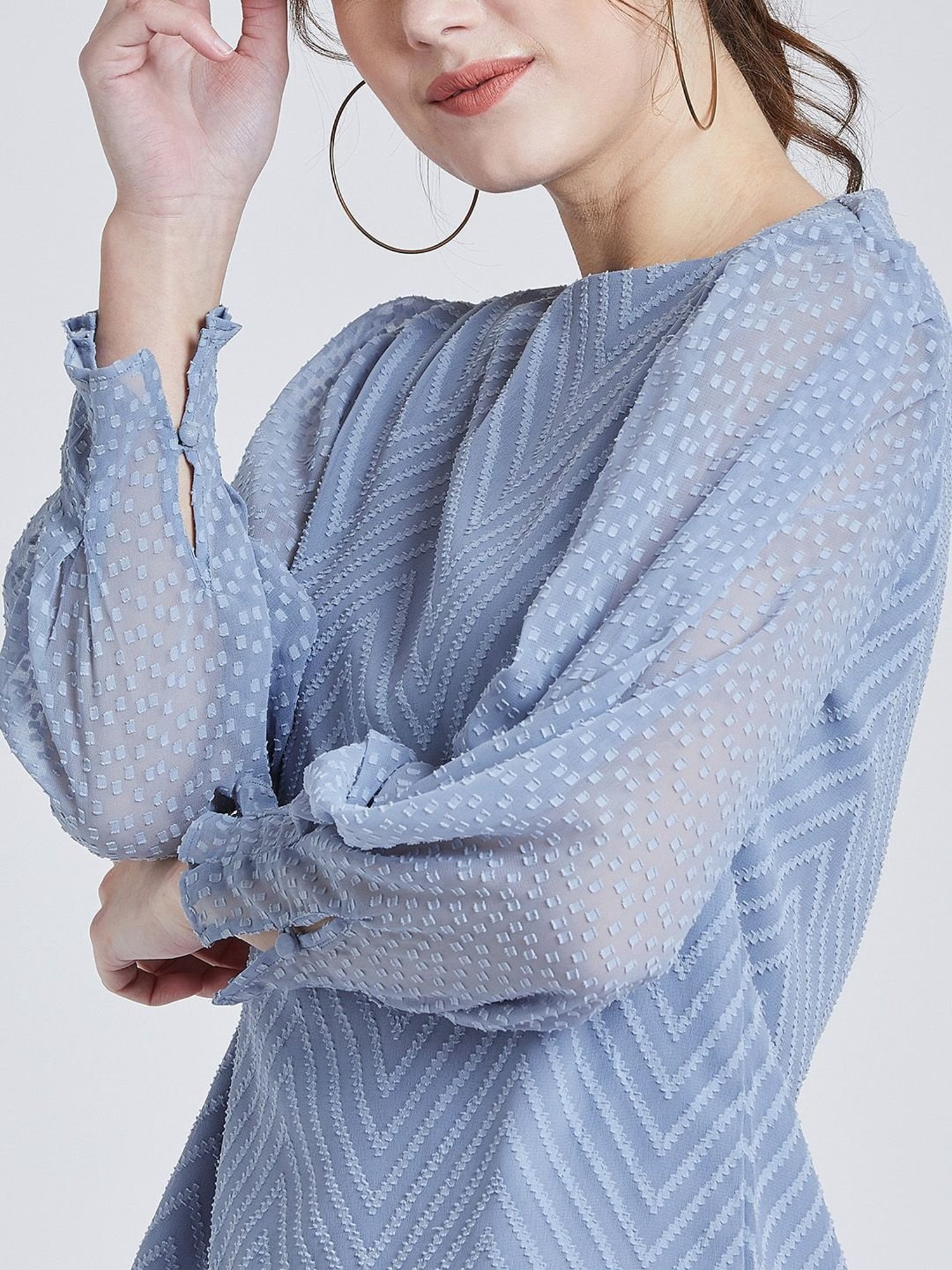 Marie Claire Blue Self Pattern Top